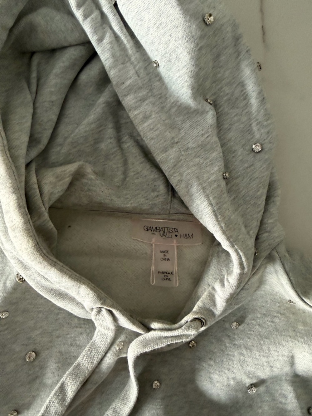 Women GIAMBATISTA Valli for H&M Gray Crewneck Hoodie with Stud Embellishments - Picture 9 of 15